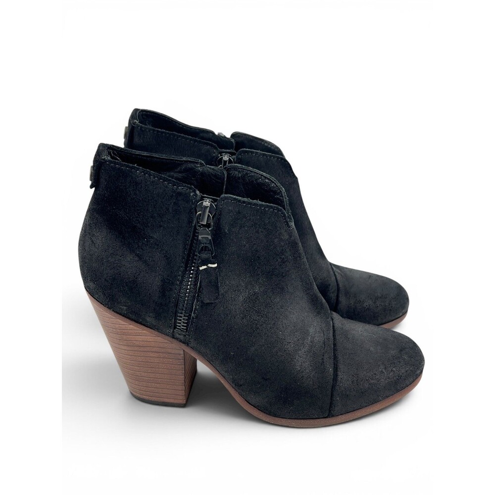 Rag & Bone Margot Boots Women's 36.5  6.5 Black Suede Chunky Block Heel Booties